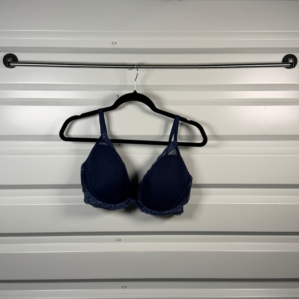 Natori Bliss‎ Perfection Underwire Contour Bra Navy Blue Lace 36DDD 721154